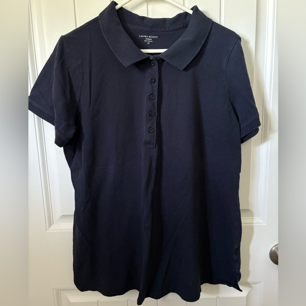 Laura Scott Women's Navy Polo Shirt. Size 1X.